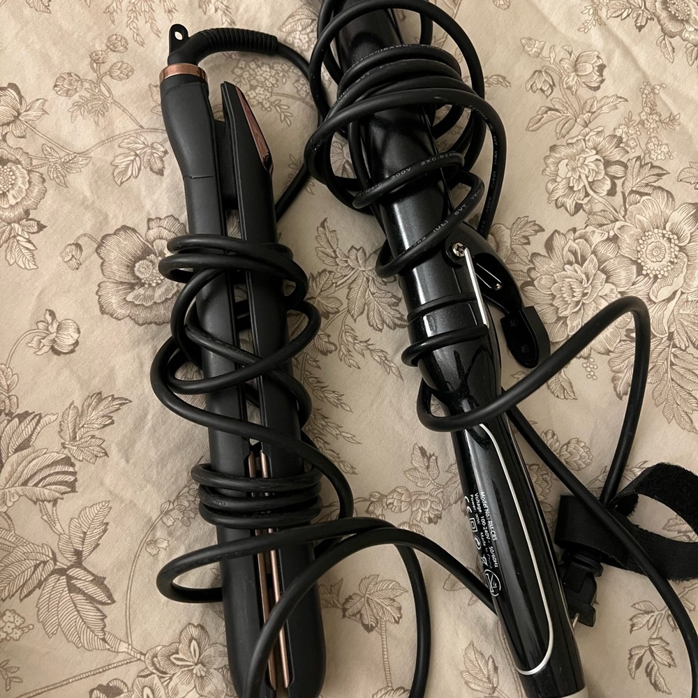 Hair straightener and curling iron set